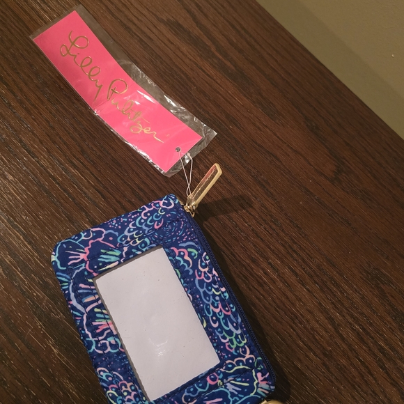NWT Lilly Pulitzer Vibrant Blue and Gold ID Holder - Picture 2 of 2
